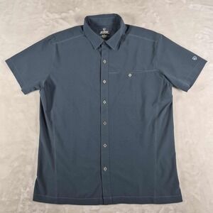 Kuhl Tufflex Short Sleeve Button Up Shirt Men's Large Blue Hiking Outdoors